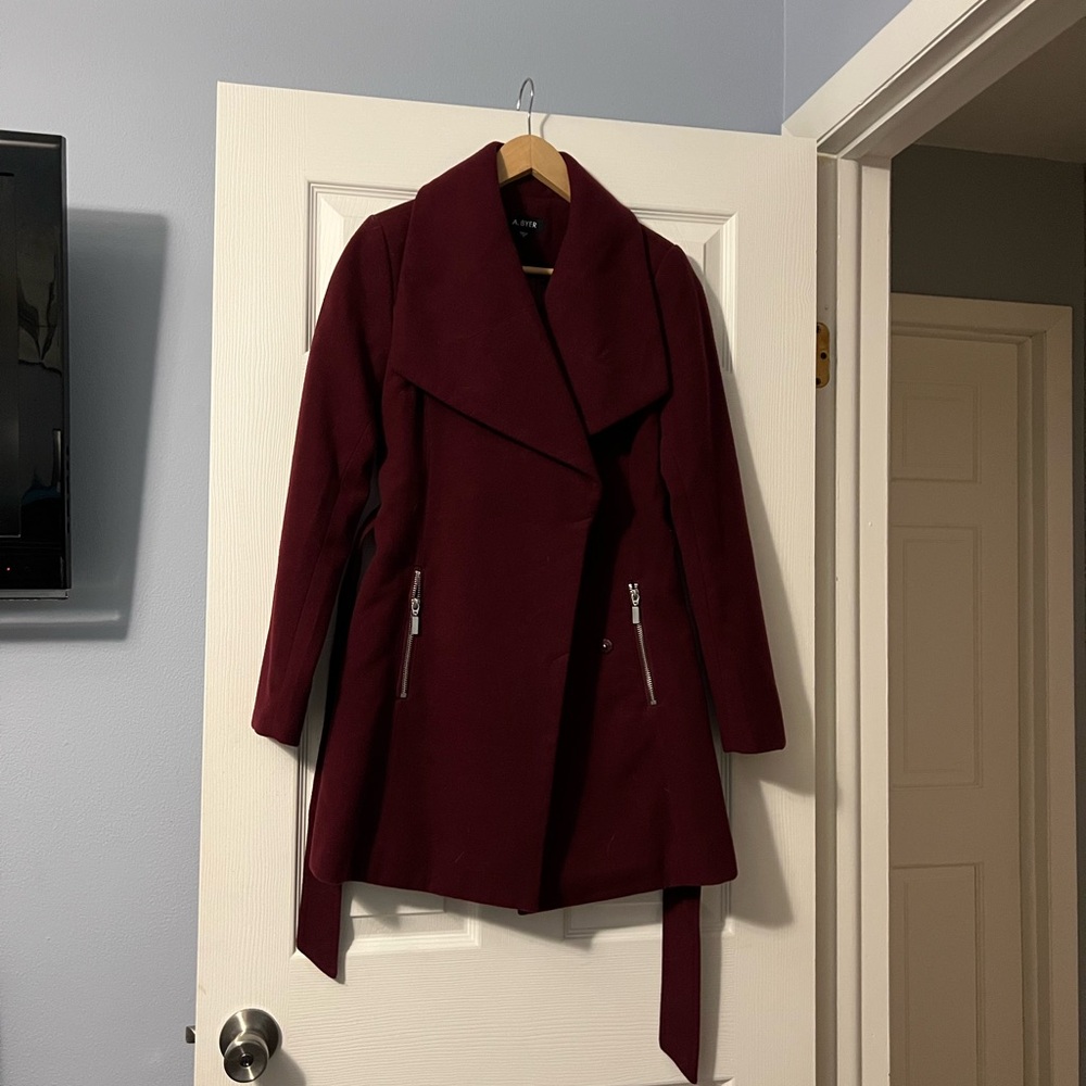 A. Byer Deep Burgundy Trench Coat